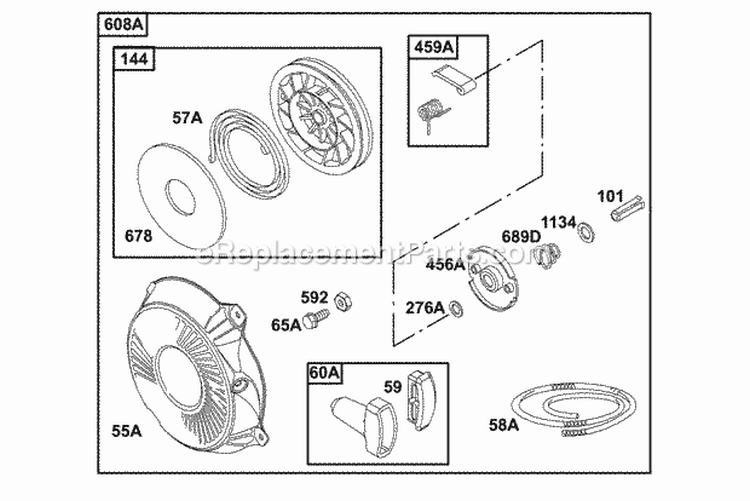 Rewind Group 2 Diagram and Parts List for  Briggs and Stratton Engine